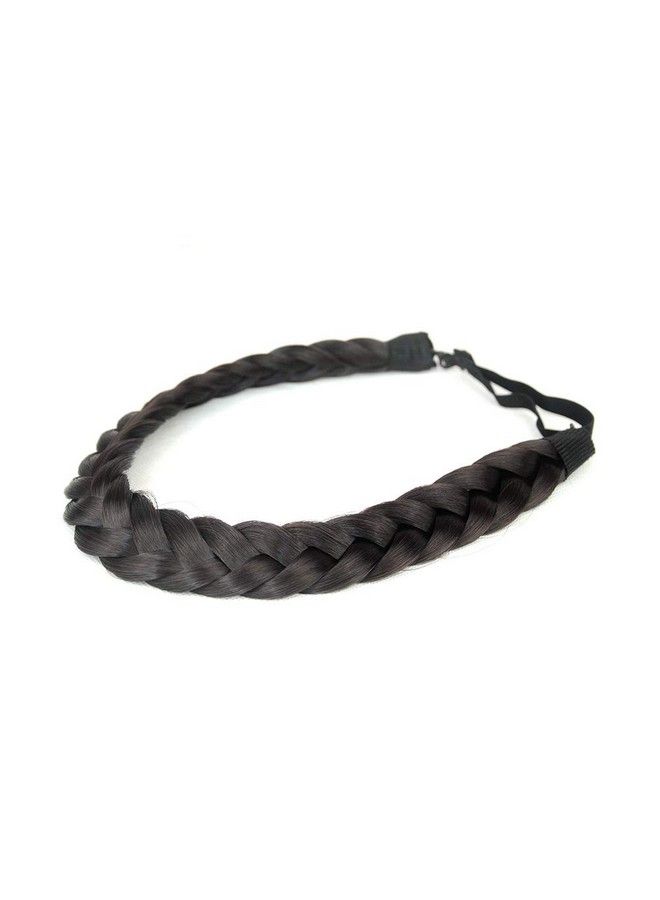 BOBIYA 2 Strands Synthetic Hair Braided Headband Classic Chunky Plaited Braids Elastic Stretch Hairpiece For Women Girl (Natural Black) - Image 2
