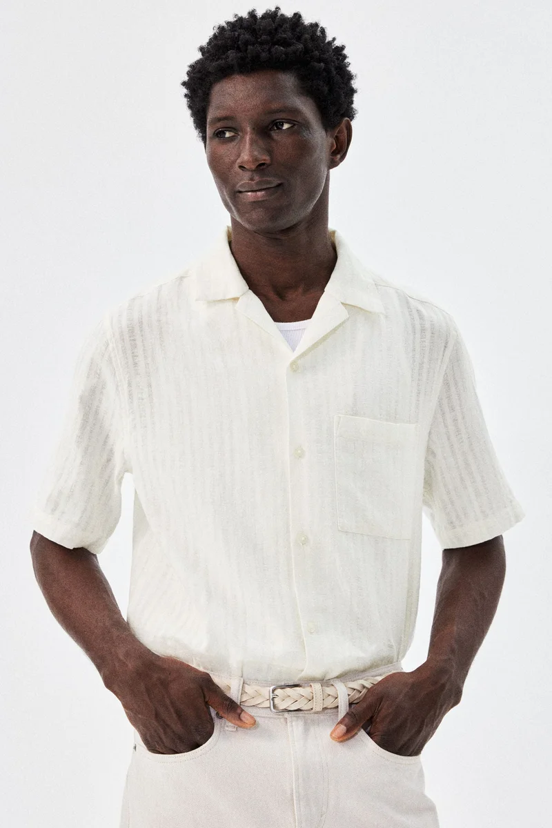 H&M Regular Fit Linen-blend resort shirt