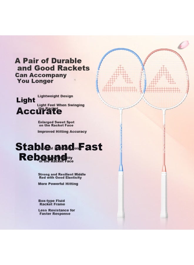 PEAK Li-Ning Badminton Racket Set With Anti-Breaking Ultra-Light Aluminum Racket, Durable For Training And Competition, Suitable For Adults And Students, White/Pink - Image 3