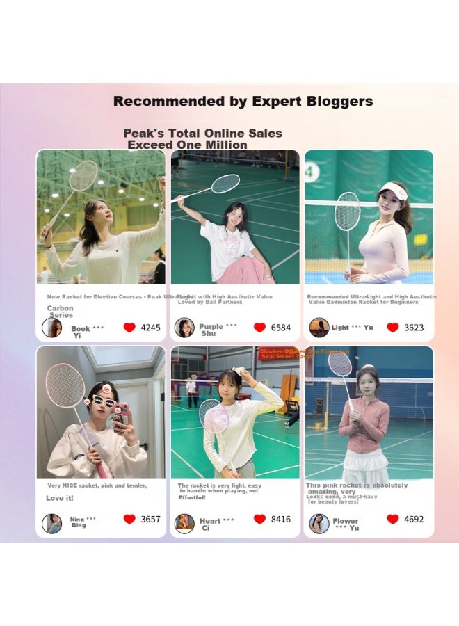 PEAK Li-Ning Badminton Racket Set With Anti-Breaking Ultra-Light Aluminum Racket, Durable For Training And Competition, Suitable For Adults And Students, White/Pink - Image 2