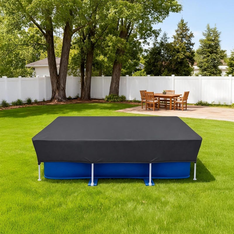 10X6 Ft Rectangular Frame Pool Cover, Above Ground, 210D Oxford Cloth for Waterproof Dustproof Sun Protection, with Drawstring, Gray, 102.7 X 67.7 X 11.8 in, 260.8 X 172 X 30 Cm - Image 5