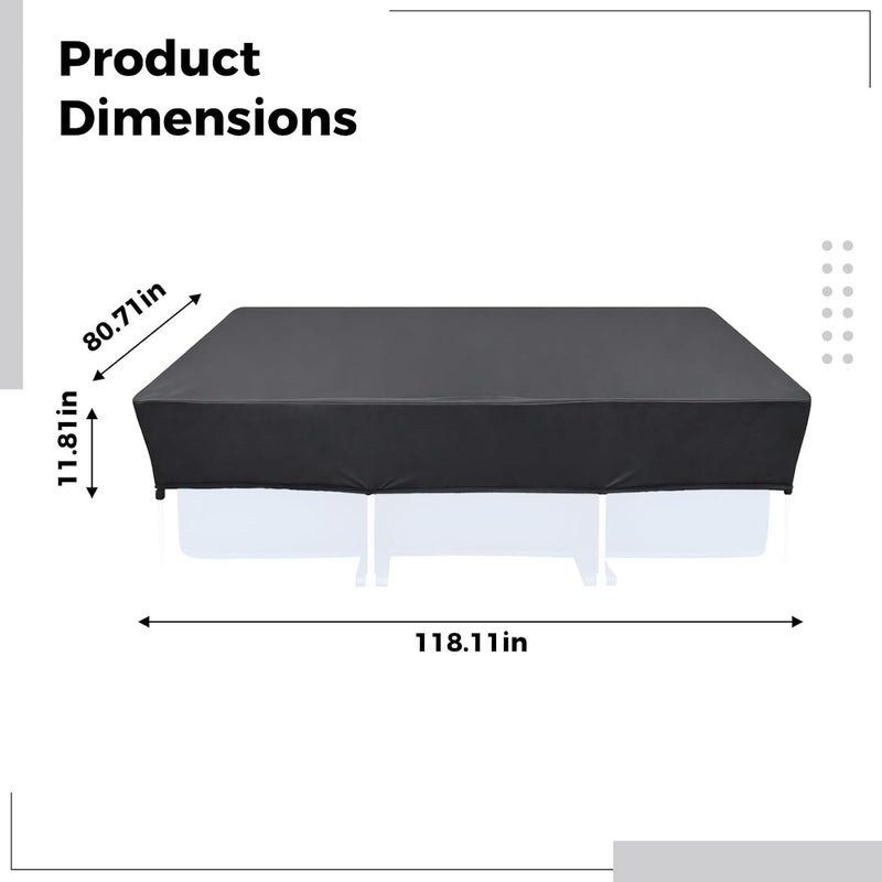 10X6 Ft Rectangular Frame Pool Cover, Above Ground, 210D Oxford Cloth for Waterproof Dustproof Sun Protection, with Drawstring, Gray, 102.7 X 67.7 X 11.8 in, 260.8 X 172 X 30 Cm - Image 3