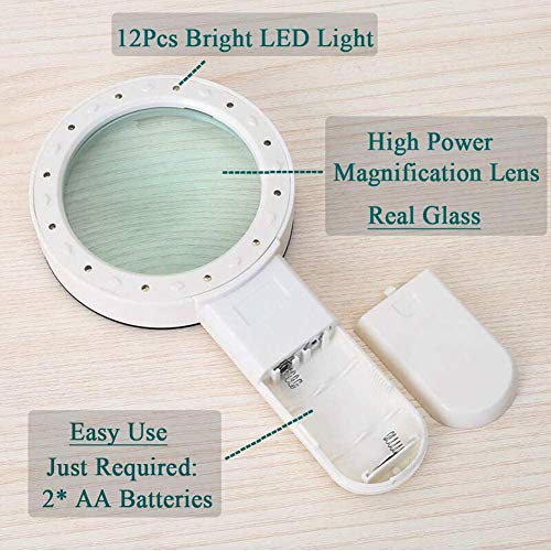Gopendra Magnifying Glass with Light,12 Bright LED Magnifier,30X Reading Magnifying Glass (m.glass-30x) - Image 5