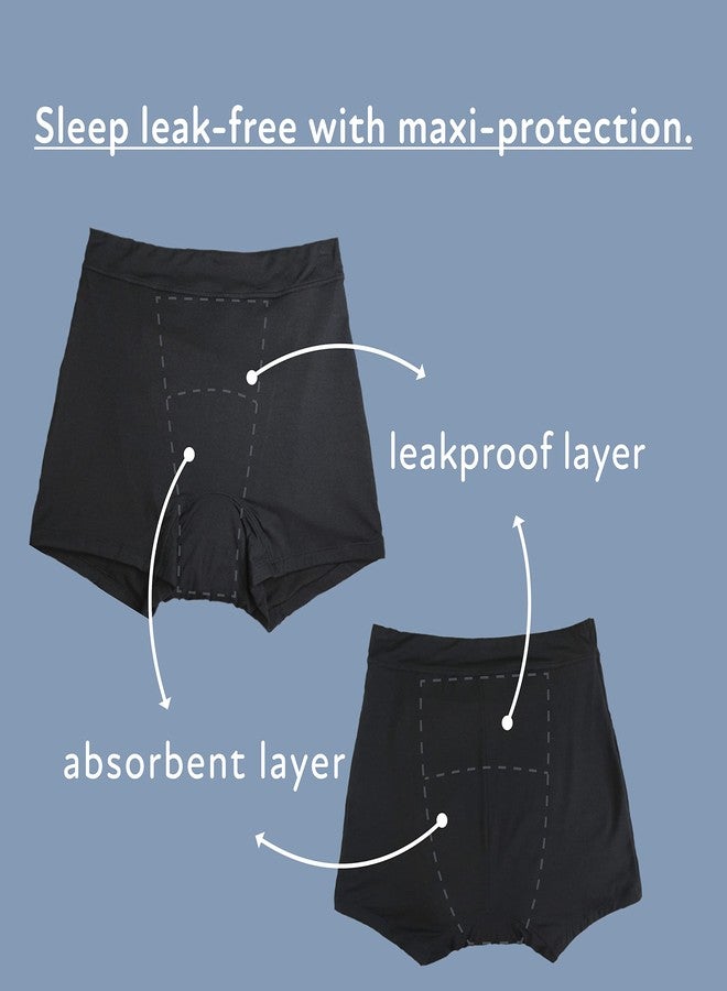 Goat Union Overnight Period Shorts for Women - 2" Absorbent Sleep Period Boyshorts Heavy Flow Black - Image 4