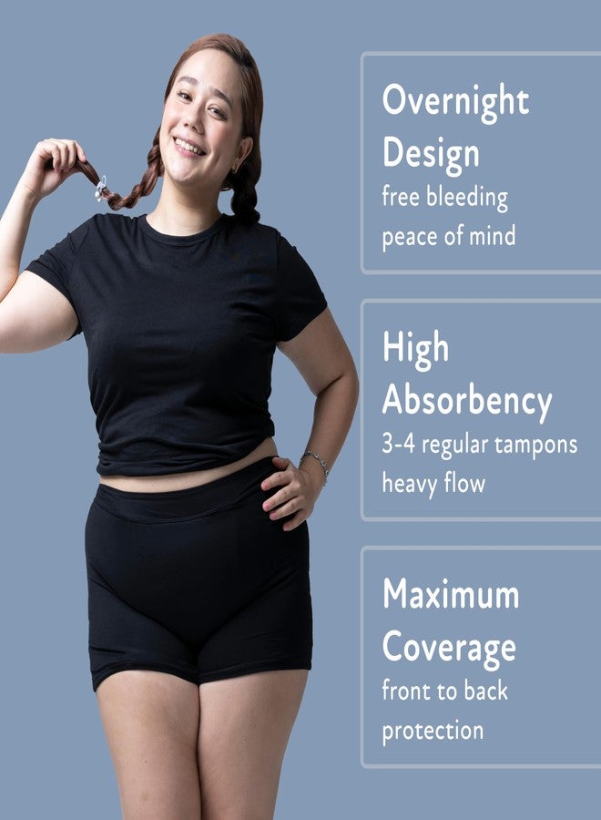 Goat Union Overnight Period Shorts for Women - 2" Absorbent Sleep Period Boyshorts Heavy Flow Black - Image 2