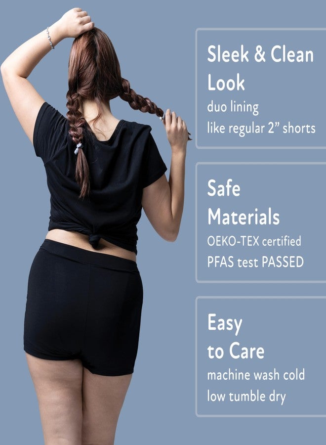Goat Union Overnight Period Shorts for Women - 2" Absorbent Sleep Period Boyshorts Heavy Flow Black - Image 3
