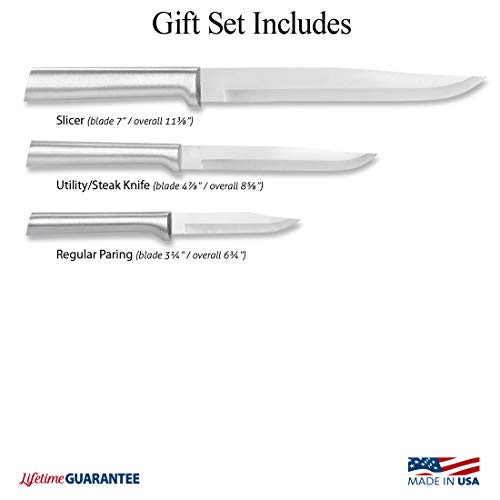 Rada Cutlery 3-Piece Housewarming Knife Gift Set, Made in USA, Silver Handles - Image 2