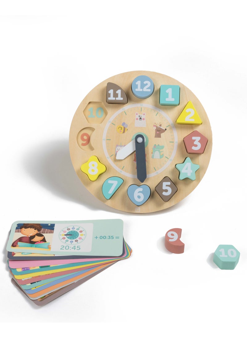 EUREKA KIDS Eurekakids Wooden Clock Puzzle with Activity Cards | Educational Montessori Toy for Toddler and Kids| Learn to Read Time in Digital & Analog Clock | For 3Y+ - Image 5