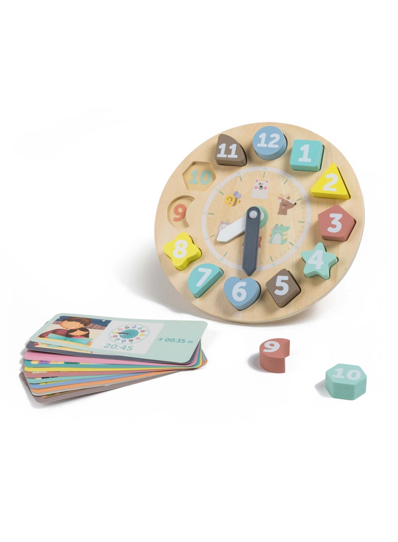 EUREKA KIDS Eurekakids Wooden Clock Puzzle with Activity Cards | Educational Montessori Toy for Toddler and Kids| Learn to Read Time in Digital & Analog Clock | For 3Y+ - Image 4