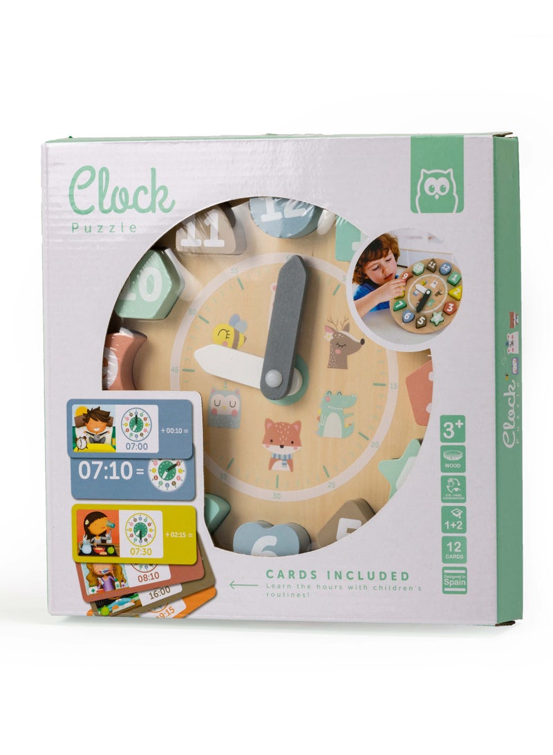 EUREKA KIDS Eurekakids Wooden Clock Puzzle with Activity Cards | Educational Montessori Toy for Toddler and Kids| Learn to Read Time in Digital & Analog Clock | For 3Y+ - Image 3