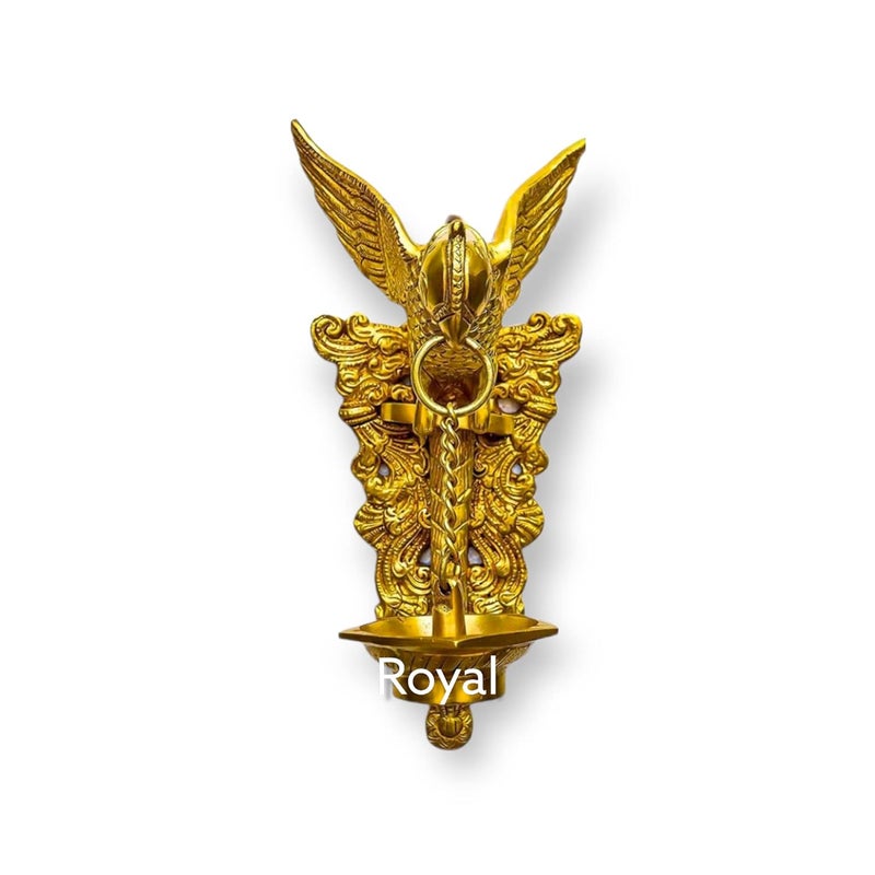 Indian Royal Art Gallery Indian Royal Art Gallery Brass Parrot Wall Hanging Diya Diya with Chain Home Decor Item TemplePooja RoomDiwali Decor LxWxH165 x 102 x 203 cm Wt 15 Kg  - Image 2