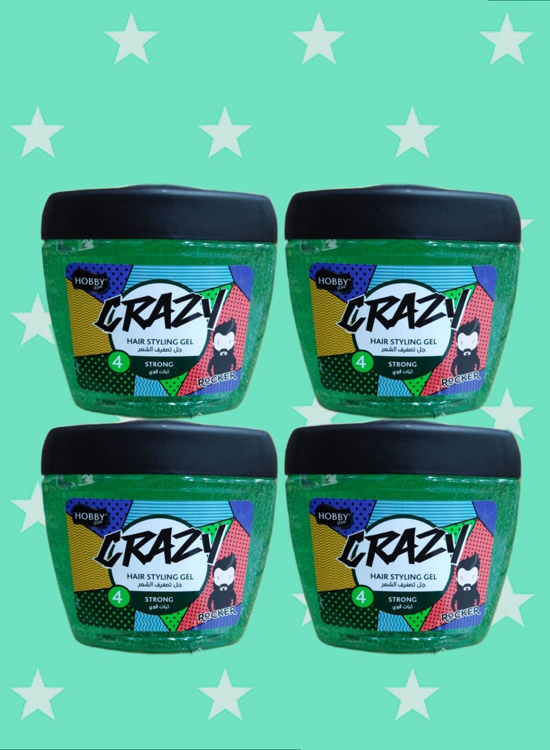 هوبي 4 قطع جل تصفيف الشعر كريزي ترطيب فوري اخضر  عبوة اقتصادية صناعة تركية 700 مل