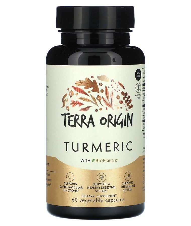 Terra Origin Turmeric With BioPerine 60 Vegetable Capsules
