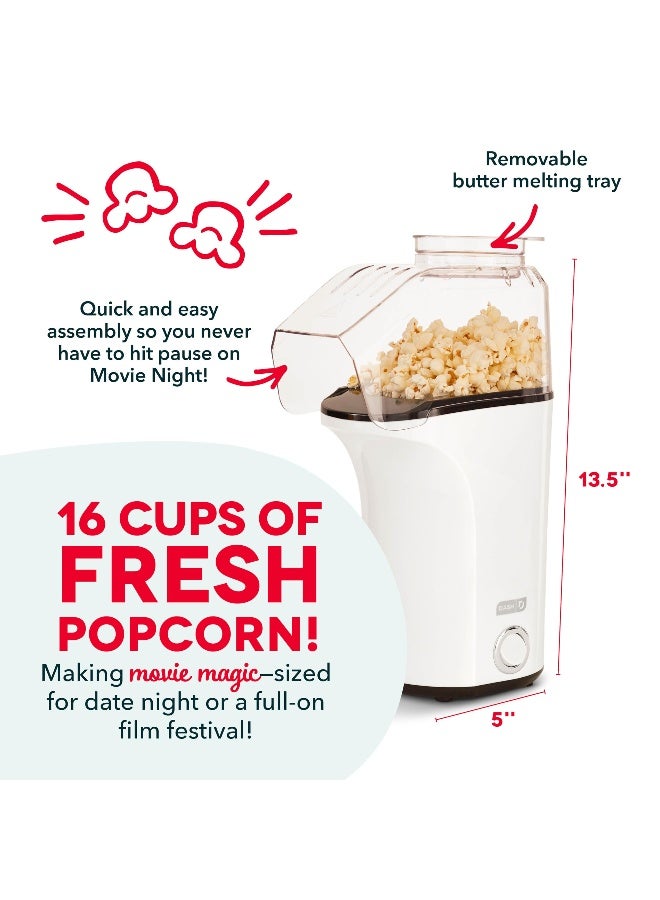 DASH Hot Air Popcorn Popper Maker with Measuring Cup to Portion Popping Corn Kernels  Melt Butter 16 Cups  White - Image 4