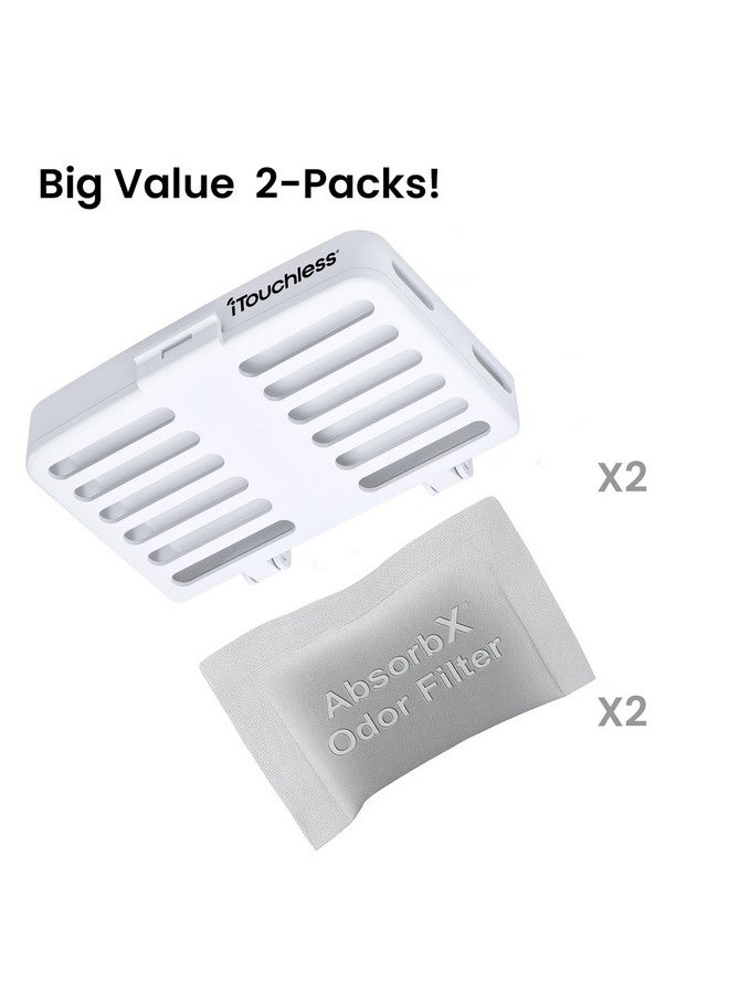 iTouchless iTouchless AbsorbX Odor Removal Kit with Replaceable Deodorizer, Stick On Deodorizer Activated Carbon Filters Eliminate Smell in Refrigerator, Trash Can, Diaper Pail, Closet, Shoes, Locker (2-Pack) - Image 4