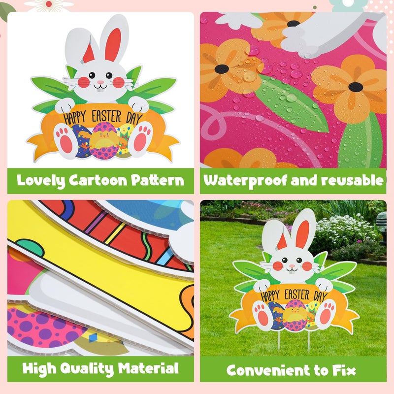 HOLYFUN 17 Pack Easter Yard Sign Outdoor Decorations, Waterproof Bunny Easter Sign, easter Decorations for Lawn Yard Garden - Image 4