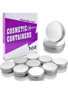 Marsheepy Marsheepy 30 ml1 oz 24 Pack Silver Aluminum Round Lip Balm Tin Storage Jar Containers with Screw Cap for Lip Balm Cosmetic Candles 