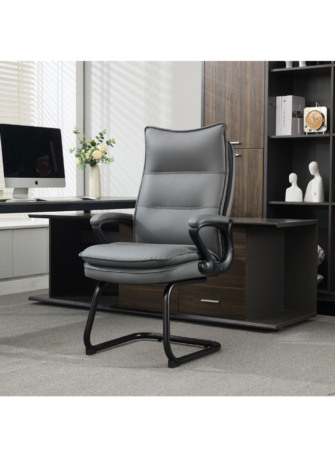 DANUBE HOME Jayden Visitor Back Office Chair Ergonomic Office Chair Modern Desk Computer Chair Accent Office Armchair Fixed Lumbar L72.5xW65xH115.3cm - Grey - Image 1