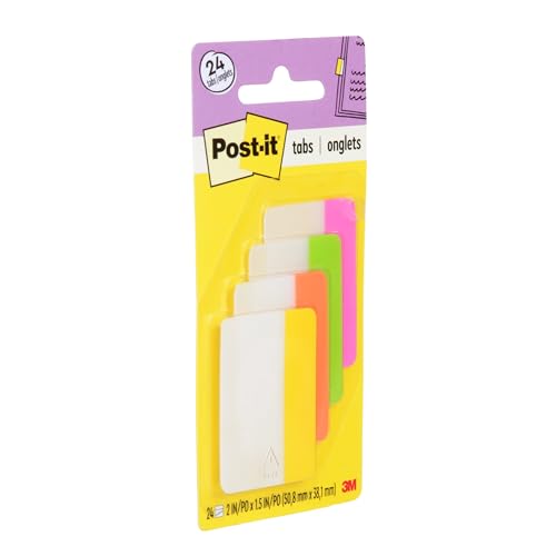 Post It Post-it Tabs, 2 in, Solid, Assorted Bright Colors, 6 Tabs/Color, 4 Colors, 24 Tabs/Pack (686-PLOY) - Image 3