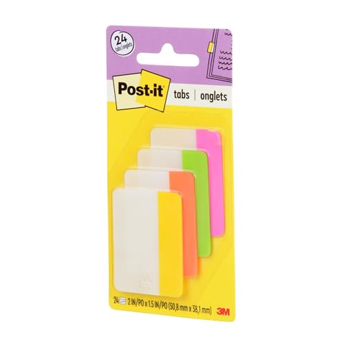 Post It Post-it Tabs, 2 in, Solid, Assorted Bright Colors, 6 Tabs/Color, 4 Colors, 24 Tabs/Pack (686-PLOY) - Image 2