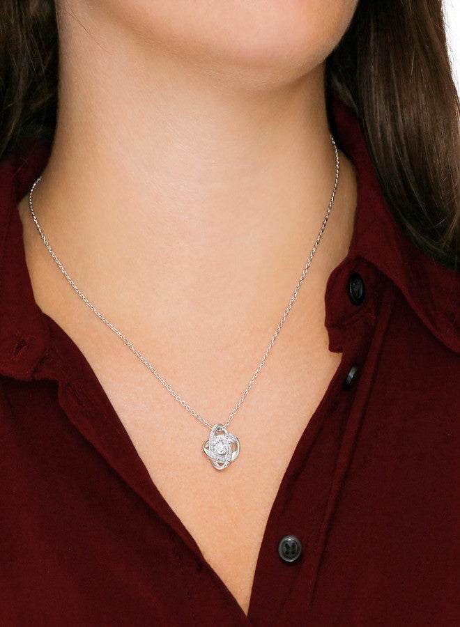 LUXUS™ Love Knot Necklace for Daughter - Inspirational 18K White Gold Finish, Thoughtful Gift from Mom & Dad, Birthday, Graduation & Christmas Jewelry, Comes in Luxury Gift Box - Image 4