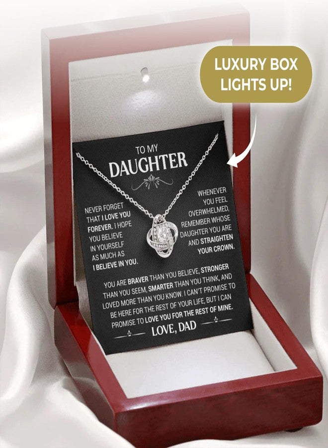 LUXUS™ Love Knot Necklace for Daughter - Inspirational 18K White Gold Finish, Thoughtful Gift from Mom & Dad, Birthday, Graduation & Christmas Jewelry, Comes in Luxury Gift Box - Image 3
