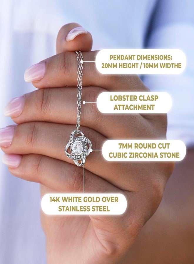 LUXUS™ Love Knot Necklace for Daughter - Inspirational 18K White Gold Finish, Thoughtful Gift from Mom & Dad, Birthday, Graduation & Christmas Jewelry, Comes in Luxury Gift Box - Image 5