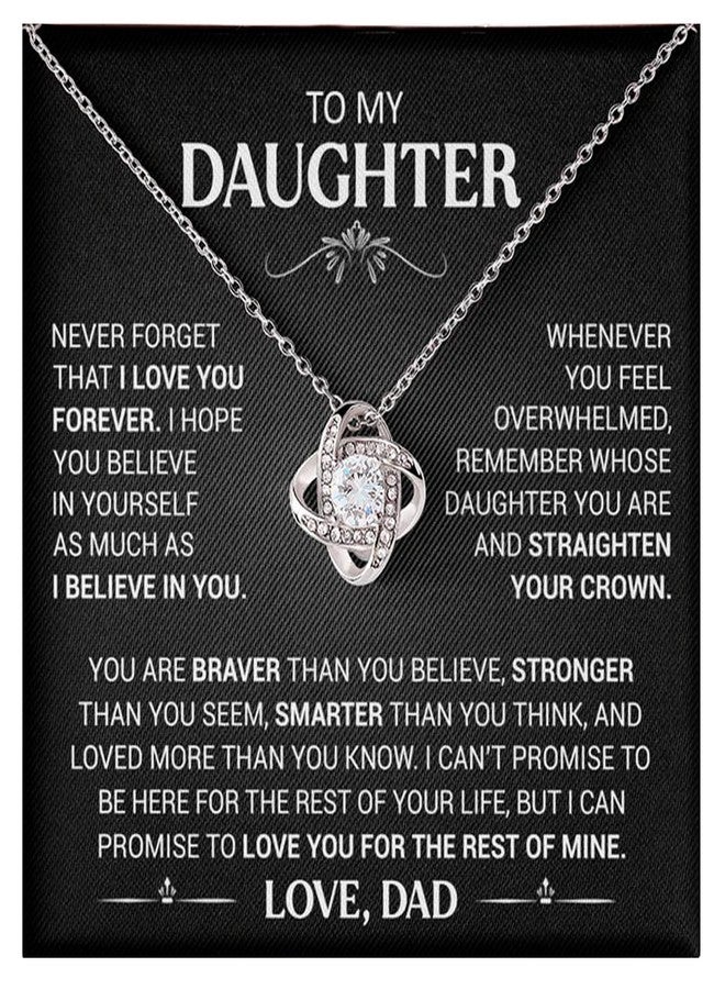 LUXUS™ Love Knot Necklace for Daughter - Inspirational 18K White Gold Finish, Thoughtful Gift from Mom & Dad, Birthday, Graduation & Christmas Jewelry, Comes in Luxury Gift Box - Image 1