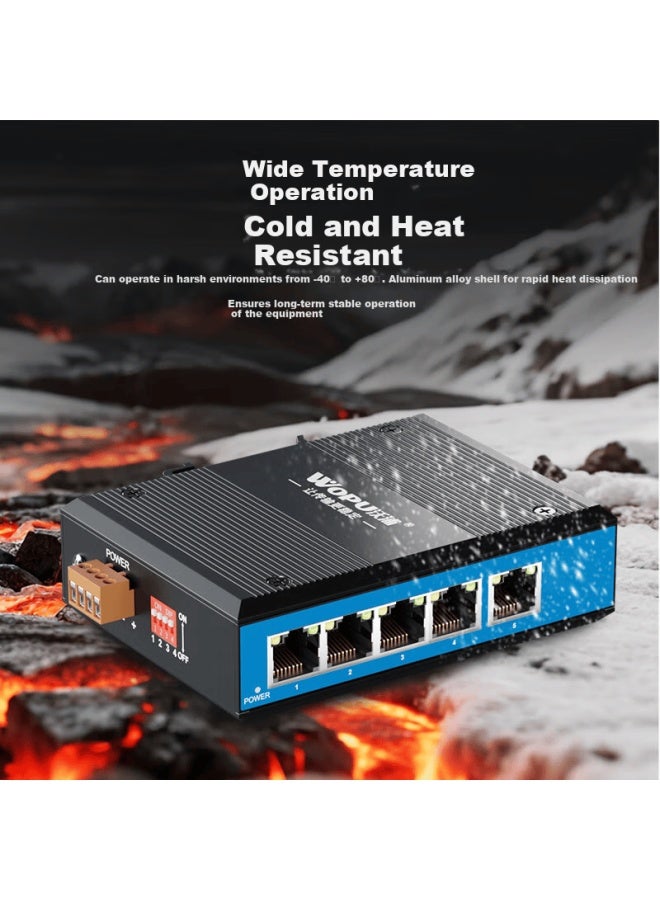Wopu Industrial Grade Switch 5/8/10-port Gigabit Ethernet Din Rail Switch 6kv Lightning Protection High Temperature Resistant Optoelectronic Network Switch Ai Watchdog Gwjh500m - Image 3