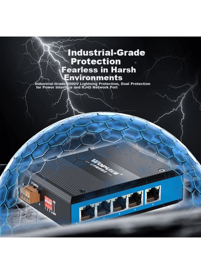 Wopu Industrial Grade Switch 5/8/10-port Gigabit Ethernet Din Rail Switch 6kv Lightning Protection High Temperature Resistant Optoelectronic Network Switch Ai Watchdog Gwjh500m - Image 2