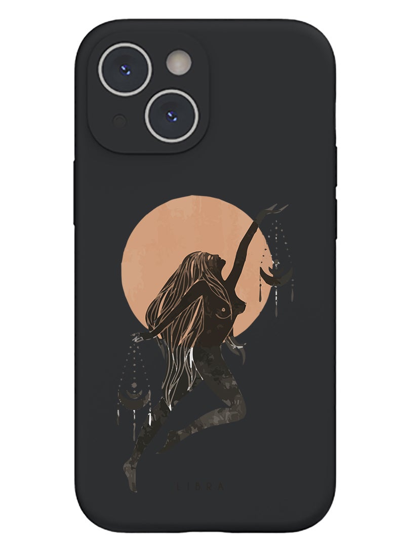 Theodor Protective Slim Fit Case Liquid Silicone Cover with Full Body Protection Anti-Scratch Shockproof Case For iPhone 15 Plus Black - Libra - Image 1