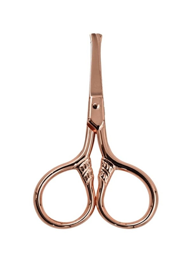 Heff Beauty Grooming Scissors for Eyebrows, Nose Hair, Facial Hair, Eyelashes | Rounded/Curved Safety Tip | Designer Rosegold | 3.5 Inch - Image 1