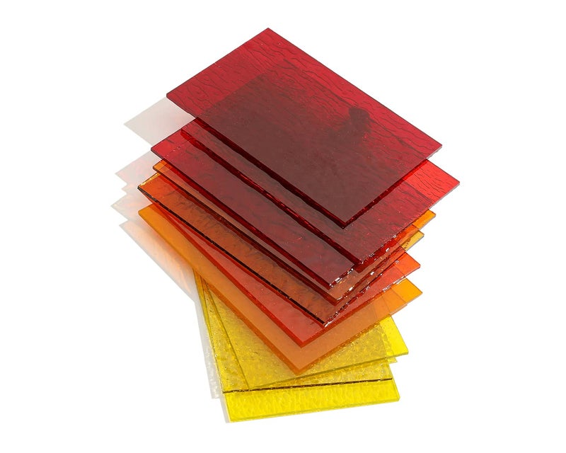 Lanyani 10 Sheets Transparent Stained Glass Sheets Pack, 4x6 inch Colored Textured Cathedral Glass for Glass Mosaic Art Crafts, Yellow&Red - Image 4