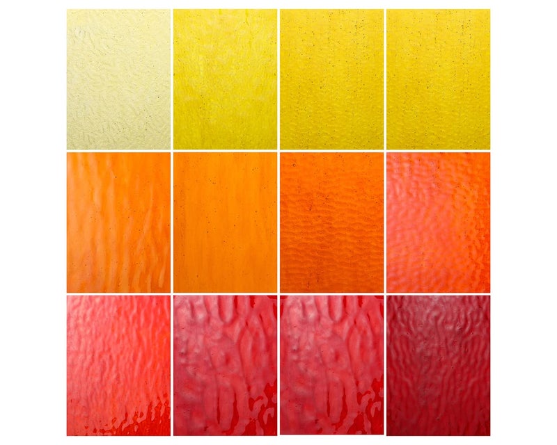 Lanyani 10 Sheets Transparent Stained Glass Sheets Pack, 4x6 inch Colored Textured Cathedral Glass for Glass Mosaic Art Crafts, Yellow&Red - Image 1