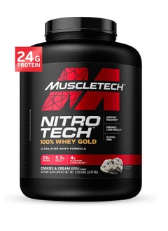 MT MuscleTech Nitro Tech 100% Whey Gold Protein Powder 5.lbs Cookies & Cream  - Image 1