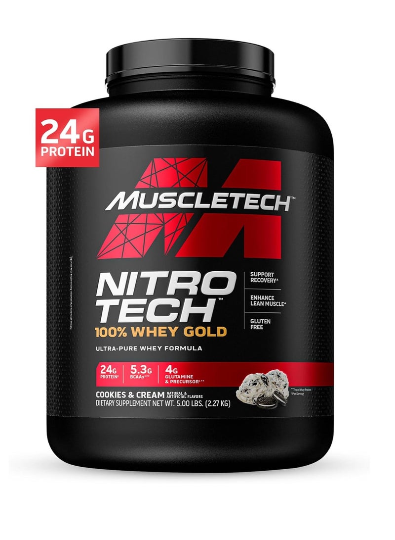 MT MuscleTech Nitro Tech 100% Whey Gold Protein Powder 5.lbs Cookies & Cream - Image 1