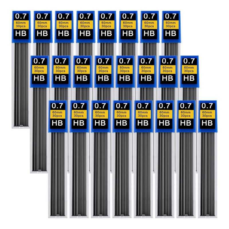 Opvixi 720 pcs 0.7 mm Lead Refills, Mechanical Pencil Lead HB, Break Resistant Pencil Refills, Black, 24 Tubes, 30 Pieces per Tube - Image 1