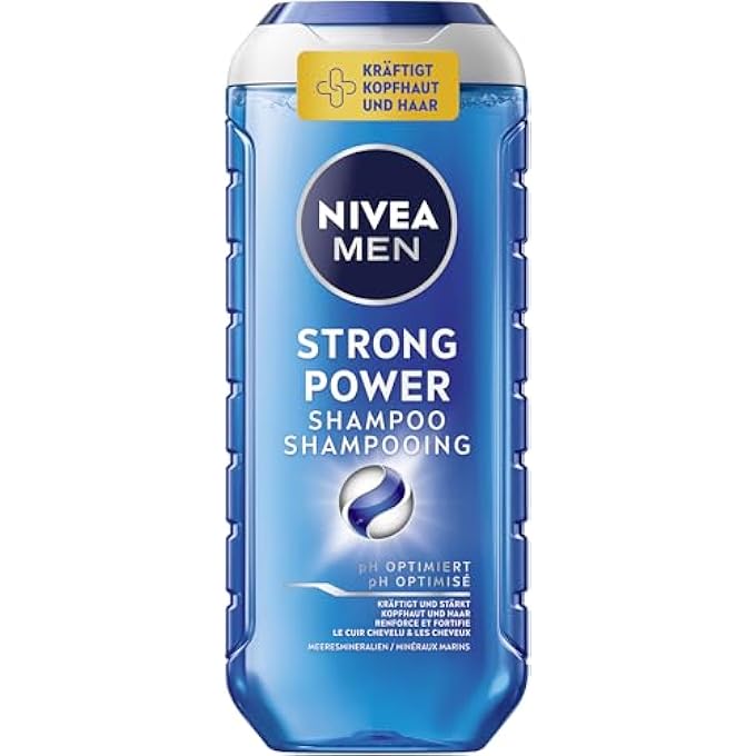 NIVEA MEN STRONG POWER SHAMPOO (250ML) STRENGTHENING SHAMPOO FOR MEN WITH SEA MINERALS HAIR SHAMPOO FOR WEAK HAIR