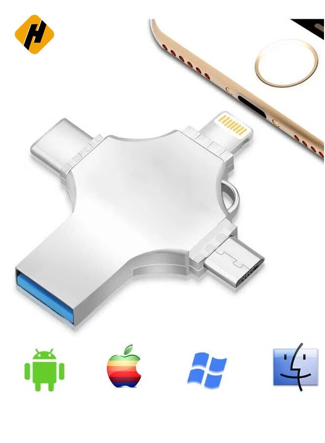 HuHa High Speed 4 In 1 Multi-function OTG USB Flash Drive Type-C Pen drive 3.0 Memory Disk For iPad Android iOS PC 64G  - Image 1
