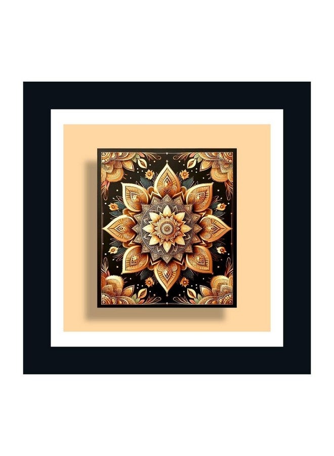 DEKORSTATION Flower Design Mandala Wall Art Frame Wall Painting/Poster/Print for Bedroom, Living Room, Office, Home Decoration (12 x 12 Inch, Yellow) - Image 2