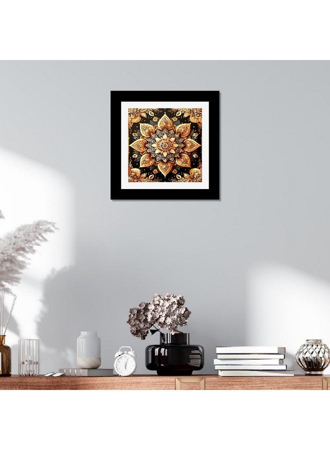 DEKORSTATION Flower Design Mandala Wall Art Frame Wall Painting/Poster/Print for Bedroom, Living Room, Office, Home Decoration (12 x 12 Inch, Yellow) - Image 1