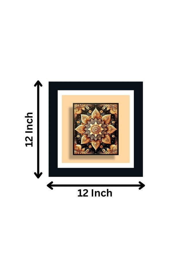 DEKORSTATION Flower Design Mandala Wall Art Frame Wall Painting/Poster/Print for Bedroom, Living Room, Office, Home Decoration (12 x 12 Inch, Yellow) - Image 4