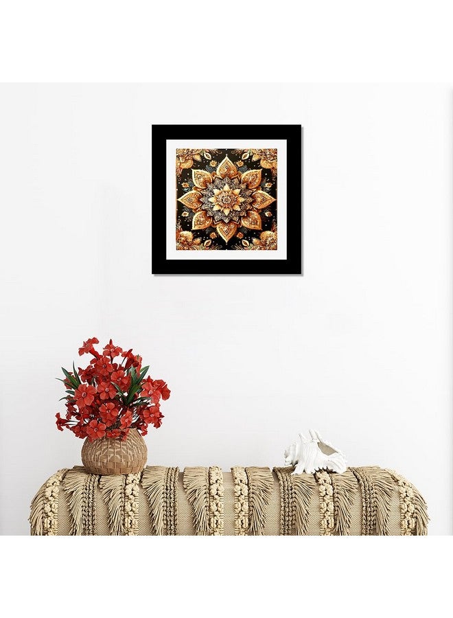 DEKORSTATION Flower Design Mandala Wall Art Frame Wall Painting/Poster/Print for Bedroom, Living Room, Office, Home Decoration (12 x 12 Inch, Yellow) - Image 3