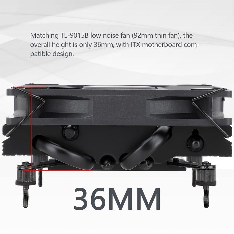 Thermalright AXP90 X36 Black Low Profile CPU Cooler, with 92mm TL-9015B Slim PWM Fan, ITX CPU Cooler, AGHP Technology, 36mm Height,for AMD AM4 AM5/Intel 1150/1151/1155/1851/1200/1700(AXP90 X36 Black) - Image 3