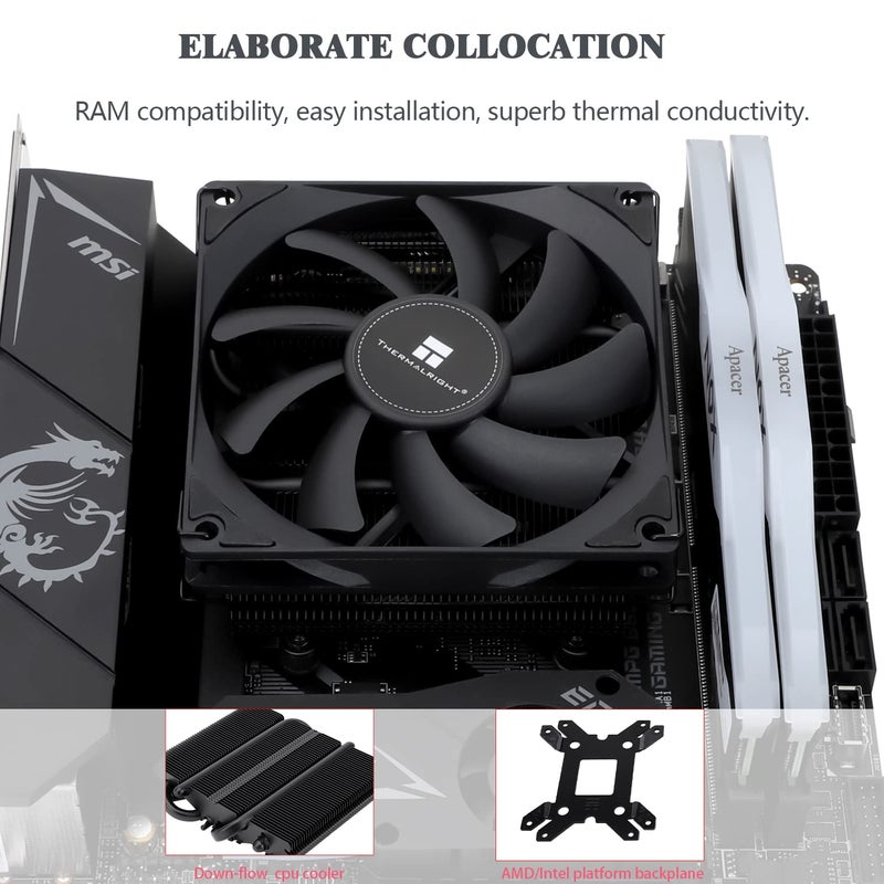 Thermalright AXP90 X36 Black Low Profile CPU Cooler, with 92mm TL-9015B Slim PWM Fan, ITX CPU Cooler, AGHP Technology, 36mm Height,for AMD AM4 AM5/Intel 1150/1151/1155/1851/1200/1700(AXP90 X36 Black) - Image 4