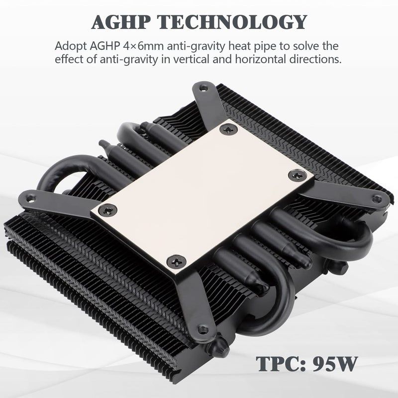Thermalright AXP90 X36 Black Low Profile CPU Cooler, with 92mm TL-9015B Slim PWM Fan, ITX CPU Cooler, AGHP Technology, 36mm Height,for AMD AM4 AM5/Intel 1150/1151/1155/1851/1200/1700(AXP90 X36 Black) - Image 2
