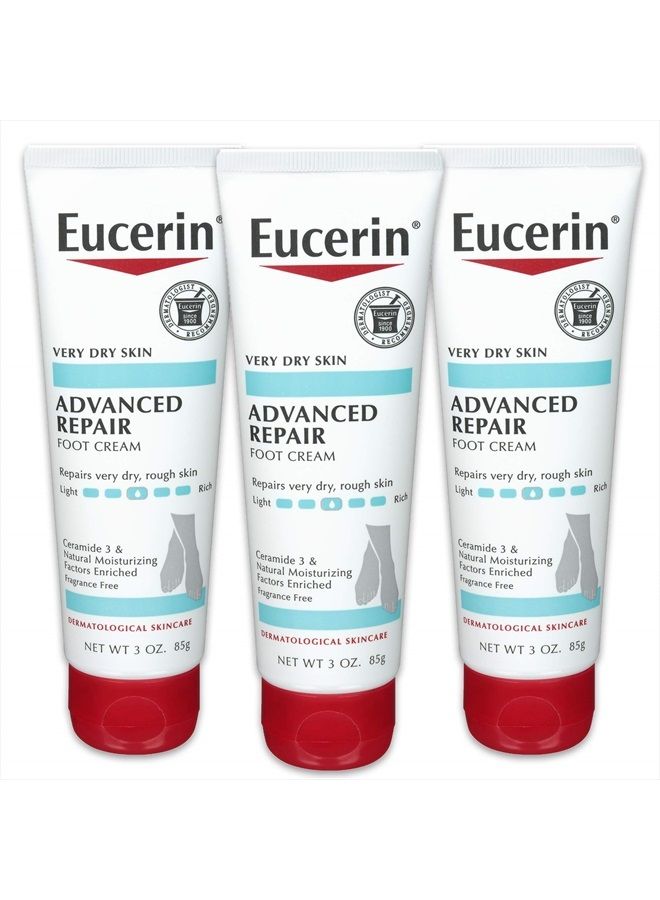 Eucerin Advanced Repair Foot Cream - Fragrance Free, Foot Lotion for Very Dry Skin - 3 oz. Tube (Pack of 3) - Image 1