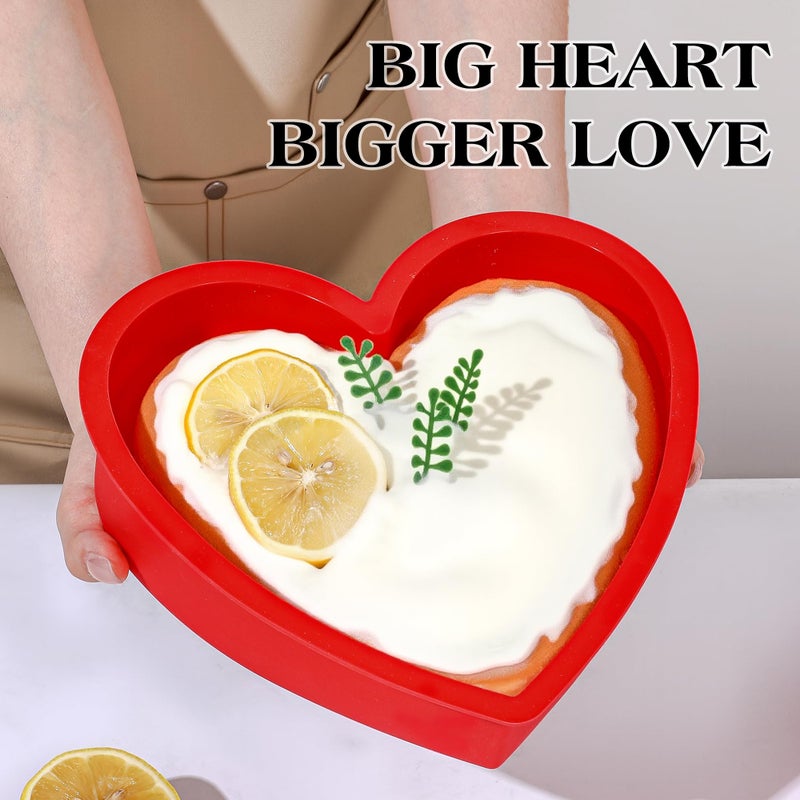 AOTASO 8 Inch Silicone Heart Shaped Cake Pans Small Heart Cake Pan Set Nonstick Silicone Heart Molds for Baking (2 Pcs, Red) - Image 4