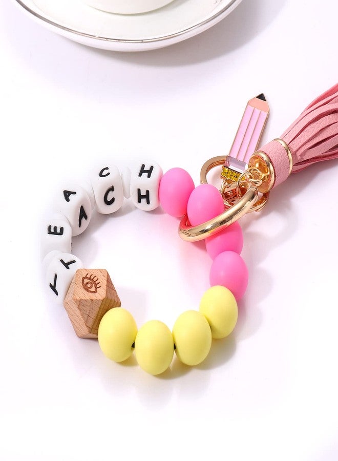 بودرير سلسلة مفاتيح على شكل سوار من السيليكون من بوديريه، حامل مفاتيح محمول مع شرابة، قلم رصاص، هدايا تقدير للمعلم (للتدريس باستخدام قلم رصاص) - Image 2