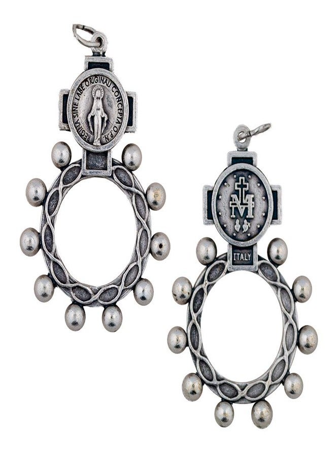Vatican Imports Miraculous Medal Rosary Ring | Our Lady Mary Madonna Rosary Ring | Beautiful Detail on Both Sides | Durable Pewter Metal | Christian Jewelry - Image 1